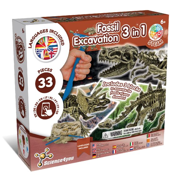 Kit de Excavación de Fósiles Science4you – 37 piezas, para niños de 6 años o más