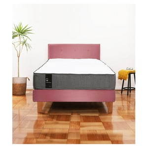 Latam Home - Cama Europea Zen Best 1.5 Plaza Tela Velvet Palo Rosa + Respaldo