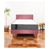Latam Home - Cama Europea Zen Best 1.5 Plaza Colchon Resortes Base Dividida + Respaldo Tela Palo Rosa