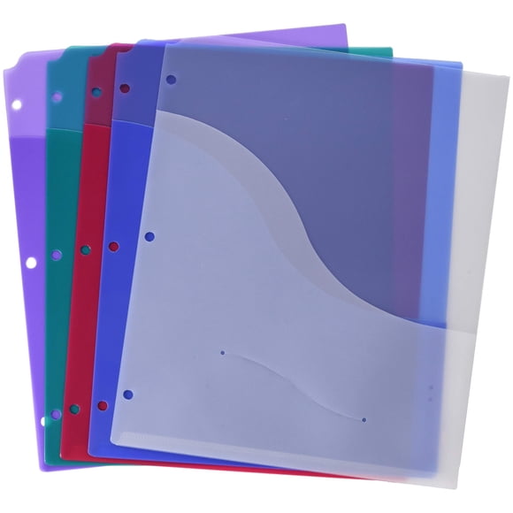 Divisor de bolsillo para encuadernación School Smart Poly, 8.5 x 11 pulgadas, paquete de 5