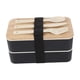 thumbnail image 2 of Fiambrera Japonesa Bento Box Eastic Band De Madera Para El Lugar De Trabajo, Senderismo, Restaurante, Negro, 2 of 5