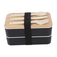 Magideal - Fiambrera Japonesa Bento Box Eastic Band De Madera Para El Lugar De Trabajo, Senderismo, Restaurante, Negro