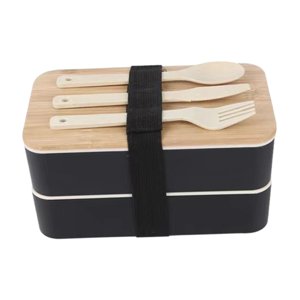 Magideal - Fiambrera Japonesa Bento Box Eastic Band De Madera Para El Lugar De Trabajo, Senderismo, Restaurante, Negro