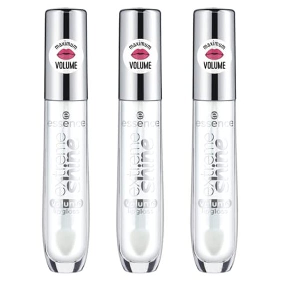 Brillo labial essence Extreme Shine Volume, paquete de 3 unidades, transparente