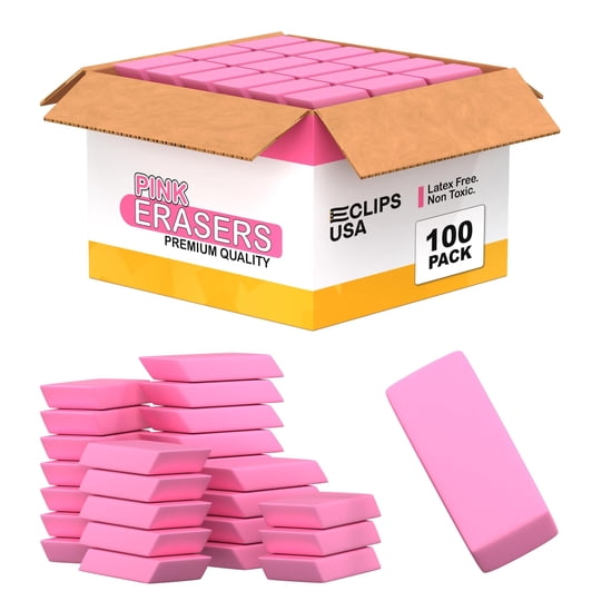 Goma De Borrar Rosa E-clips Usa Paquete De 100 - Útiles Escolares