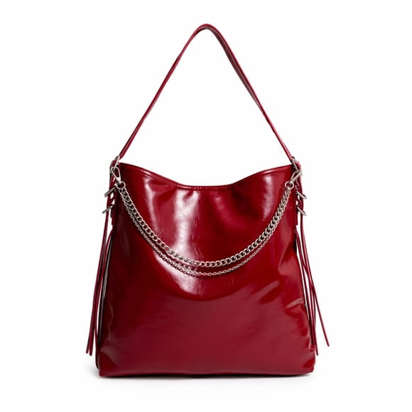 Cartera Elegance Rojo Con Detalle De Cadenas 39x24x9 Cm