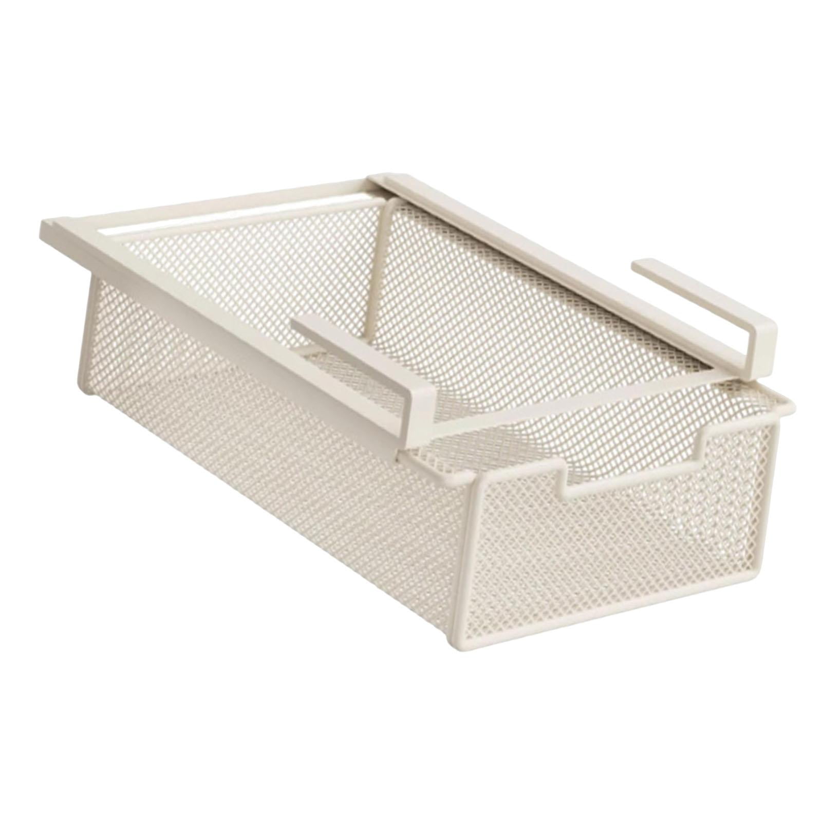 Magideal - Organizador De Cestas Con Estante De Alambre, Cesta Extraíble Para Cajón Colgante, Decoración Versátil, Cajón Colgante Resistente Debajo Del Gabinete Blanco