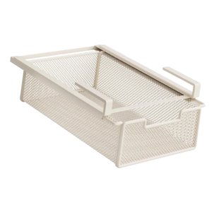 Magideal - Organizador De Cestas Con Estante De Alambre, Cesta Extraíble Para Cajón Colgante, Decoración Versátil, Cajón Colgante Resistente Debajo Del Gabinete Blanco