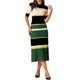 thumbnail image 1 of INSPIRE CHIC Vestidos de Punto a Rayas para Mujer de Manga Corta Midi Vestido Suéter de Canalé XL Verde, 1 of 6