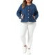 thumbnail image 2 of Chaquetas de Mezclilla sin Cuello de Talla Grande para Mujeres de Agnes Orinda, Abrigos de Jean Casual con Bolsillo y Manga Larga Abotonada para la Escuela y la Universidad 1X Azul Oscuro, 2 of 6