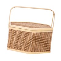 Magideal - Cesta De Picnic, Cesta Tejida De Bambú, Decoración, Cesta De Bambú Tejida Hecha A Mano, Cesta De Almacenamiento De Alimentos Para Comida, Té, Pasteler