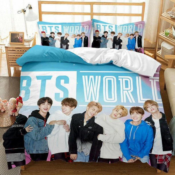 BTS Bangtan Boys Quilt Duvet Cover Set Bedclothes Queen Pillowcase3-Piece Bedding Set