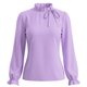 thumbnail image 4 of INSPIRE CHIC Blusa de Primavera para Mujer de Manga Larga con Volantes y Lazo en el Cuello para Oficina y Trabajo Elegante S Púrpura Claro, 4 of 5