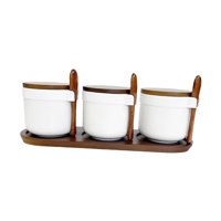 Magideal - 3 Uds Tarros De Especias De Cerámica, Juego De Tarros De Condimentos, Accesorio De Cocina, Caja De Condimentos Para Almacenamiento De Cocina De Azúcar Blanco