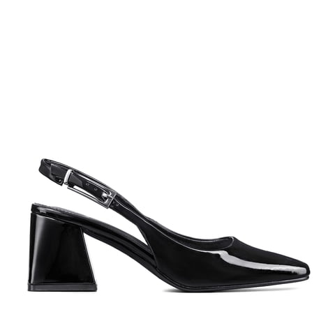 Zapato Taco Talón Abierto Simil Charol Mujer Weide You538