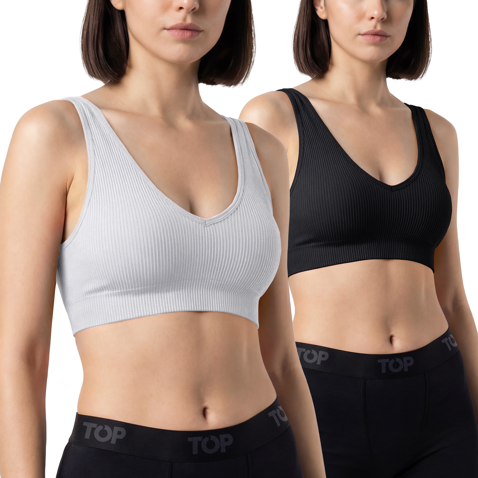 Top - Petos Mujer Microfibra Con Relleno Pack 2 C2