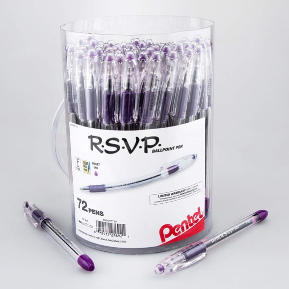 Bolígrafo Pentel RSVP Fine Line, 0,7 mm, tinta violeta, 72 unidades