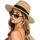 thumbnail image 1 of Sombrero panameño de paja FURTALK de ala ancha Fedora UPF 100% para mujer, 1 of 9