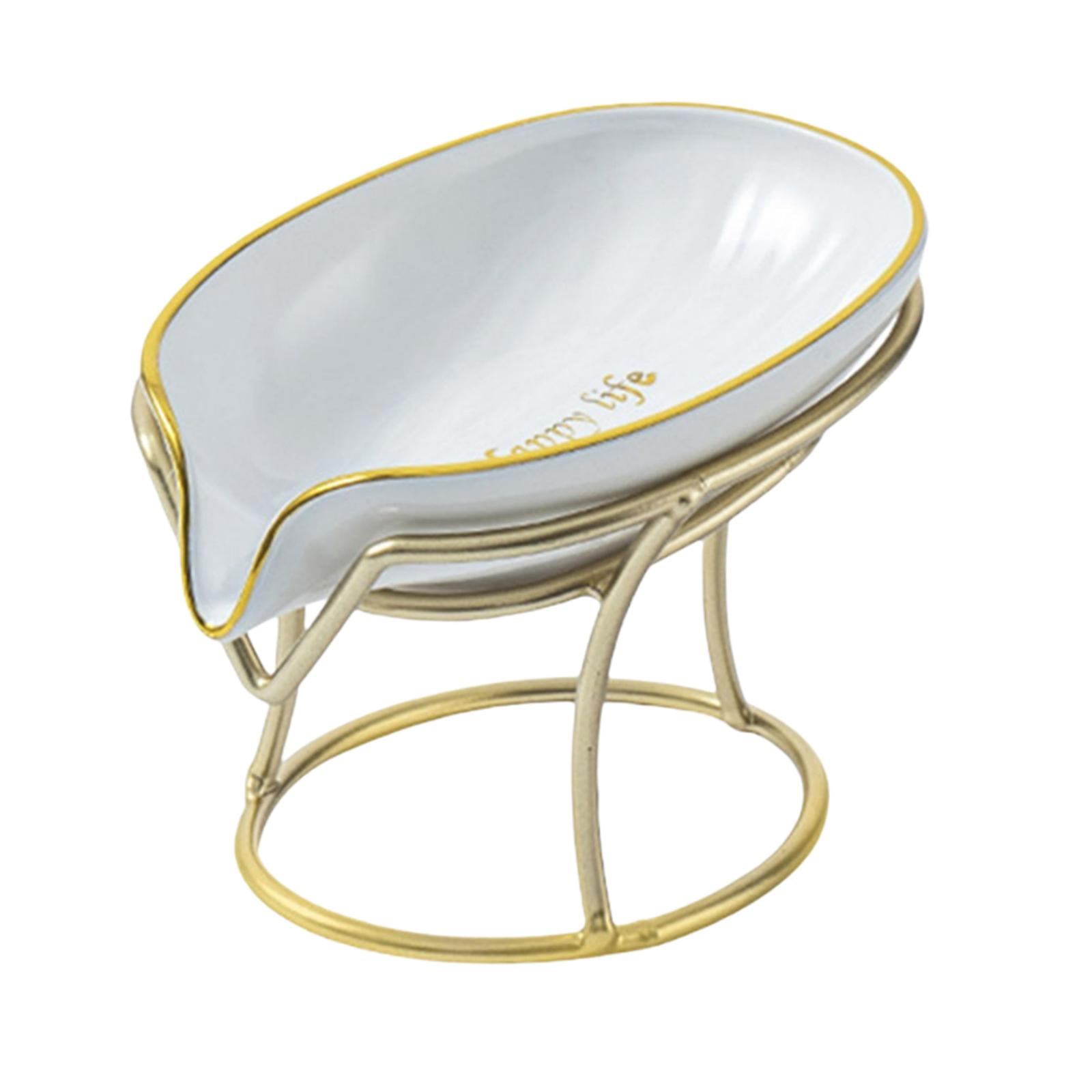 Bothyi - Jaboneras De Baño Con Bandeja De Drenaje De Soporte De Hierro Para Cocina Decorativa Blanca