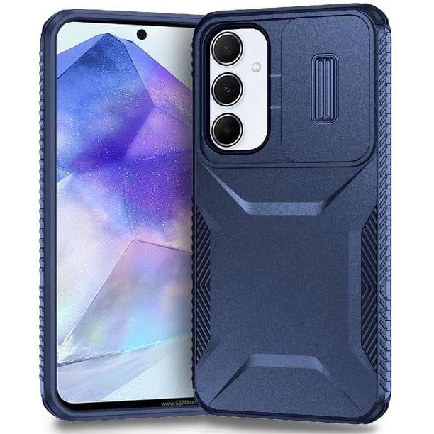 Funda Resistente para Samsung Galaxy A55 5G con Tapa Deslizante y Protección Militar Azul