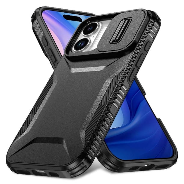 Funda Resistente para iPhone 17 con Tapa Deslizante y Protección Militar Negro