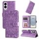 thumbnail image 2 of Funda tipo cartera FOXDOCK para Samsung Galaxy S25 Edge , diseño girasol en relieve, cuero PU, cierre magnético, soporte y tarjetero, 2 of 5