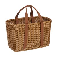 Ioensy - Cesta Tejida A Mano Con Asas Cesta De La Compra Imitación Ratán Decoración Duradera Asa De Tela L