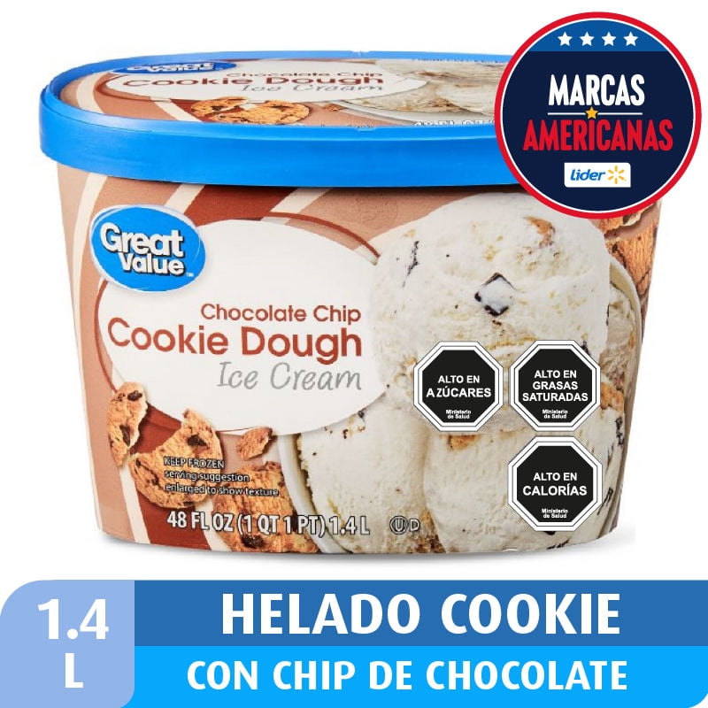Helado Cookie Dough Con Chip De Chocolate Pote 1,4 L Great Value