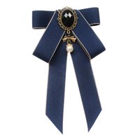 Ioensy - Broche De Lazo De Cinta Corbata De Mujer Con Lazo Pre Atado Para Blusa Uniforme Estudiante Azul Oscuro