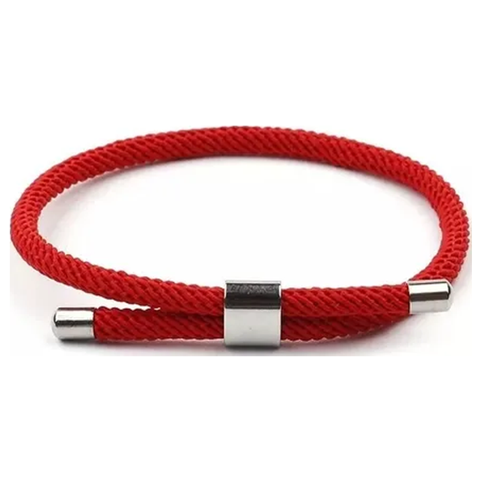 Genérico - Pulsera Cordón Rojo Con Acero Ajustable