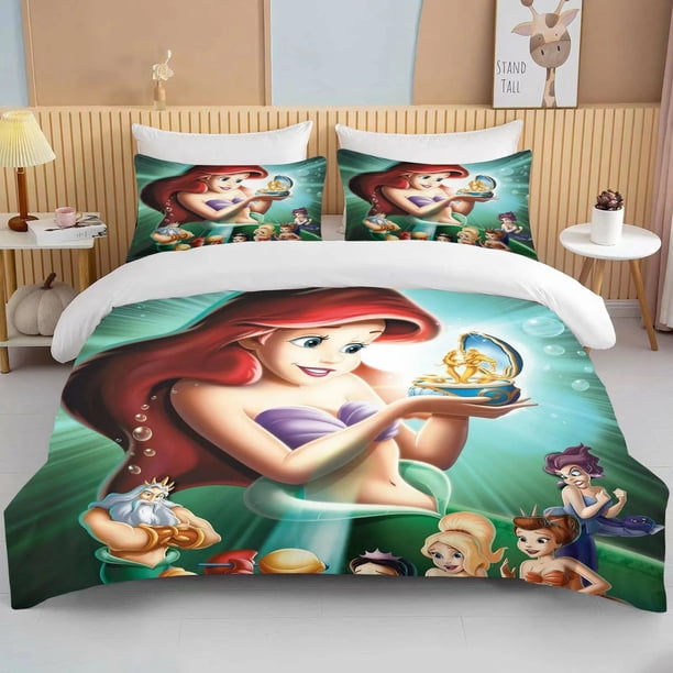 Little Mermaid Duvet Cover Pillowcase, Home Bedroom Room Bedding Set Boy Girl Duvet Cover Pillowcase Queen Double Bed Bed Sheets