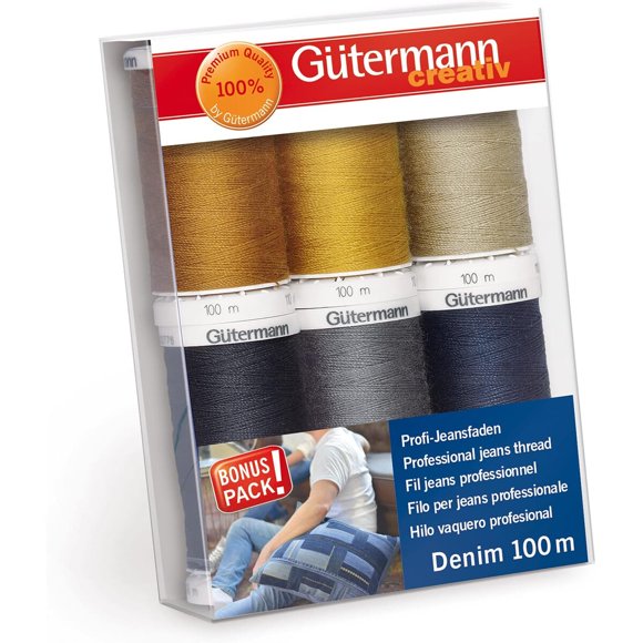 Hilo Denim Gütermann 6 x 100 m 12 wt Poliéster Multicolor