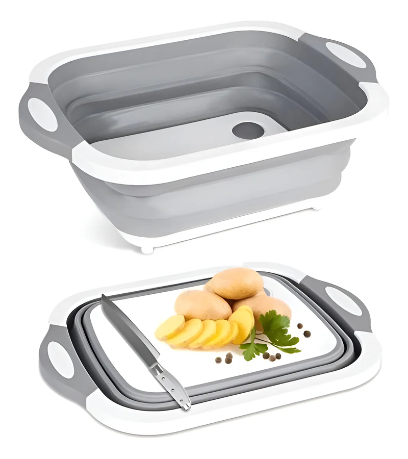 Genérico - Tabla Para Picar 3 En 1 Escurridor Plegable Contenedor Color Gris Liso