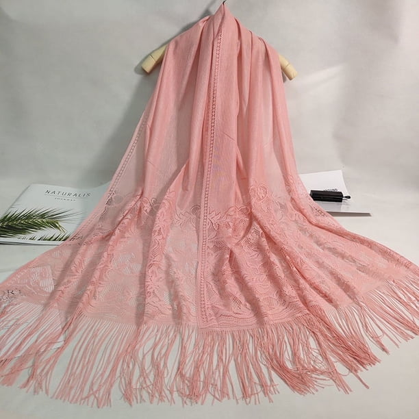Floral Lace Scarf for Women - Lightweight Shawl Wrap with Fringe for Evening Dresses and Weddings