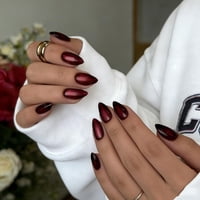 Press On Nails Joyvvew Chrome Short Almendra Metallic Black Red