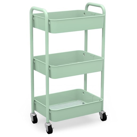 Organizador de almacenamiento CAXXA de 3 niveles, metal laminado, verde aguamarina