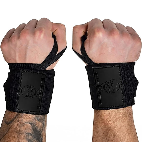 Muñequeras Gymreapers para levantamiento de pesas, 18 cm, aprobadas por la IPF, color negro