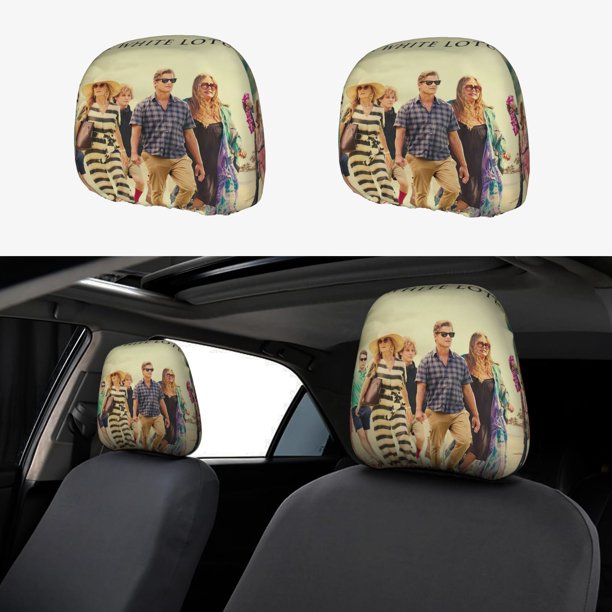 The White Lotus Funda Protectora Universal para Reposacabezas de Coche, Funda Elástica para Reposacabezas de Asiento de Auto, Funda de Tela Antipolvo, Accesorios de Interior 2 Piezas