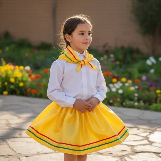 Traje Tipico Nortino Fiestas Patrias Niña Falda y Pañoleta