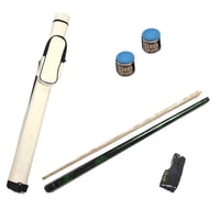 Ioensy - Palo De Billar Profesional Con Tiza Y Funda De Piel Sintética Blanca, Palo De Billar Negro Y Verde