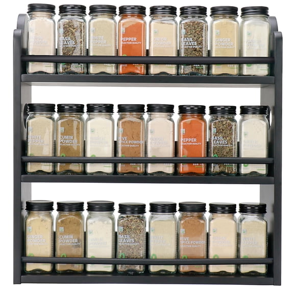 Estante de especias Thalomely de bambú de 3 niveles, para pared o encimera