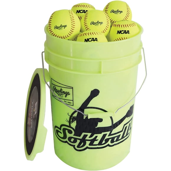 Softballs Rawlings NC12BB Fastpitch, paquete de 12 pulgadas y 18 con balde