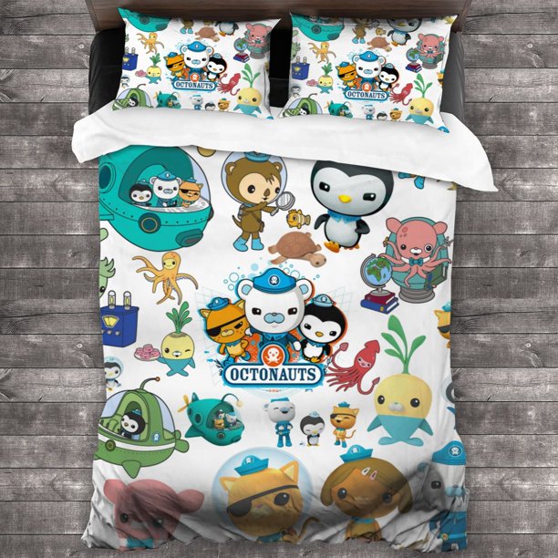 x853 Bed SheetsOctonauts Bedding Set Twin Full Size Bed Set Aldult Kid Bedroom Duvetcover Sets Anime Octonauts 3-Piece Bedding Set (1 Duvet Cover + 2 Pillow Shams) nj853