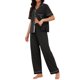thumbnail image 4 of INSPIRE CHIC Conjunto de Pijama para Mujer con Botones, Lazo, Manga Corta, Parte Superior y Pantalones, Pijamas Suaves para Novia, Conjunto de Dos Piezas para Dormir, Talla XL, Negro, 4 of 6