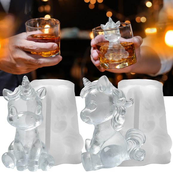 Bandeja de cubitos de hielo SIUPER Unicornio - Pack de 2 moldes de silicona