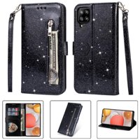 Funda Para Foxdock Elegante Funda Samsung Galaxy A42 5G Glitter Con Cremallera-Ideal Para El Uso Diario