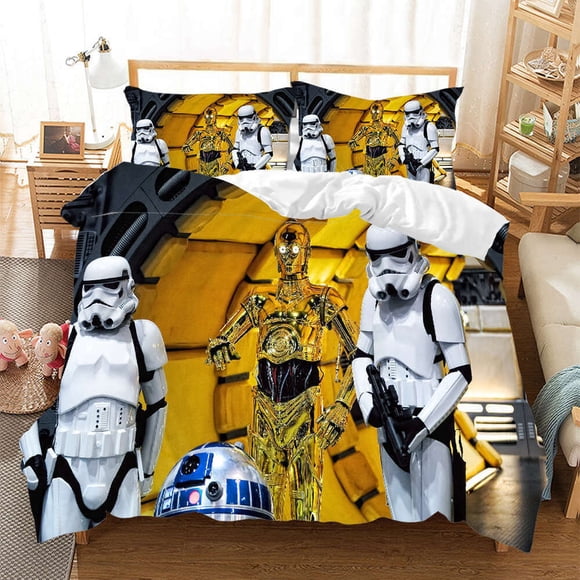Star War Movie Quilt Duvet Cover Set Pillow case Print3-Piece Bedding Set (1 Duvet Cover + 2 Pillow Shams)