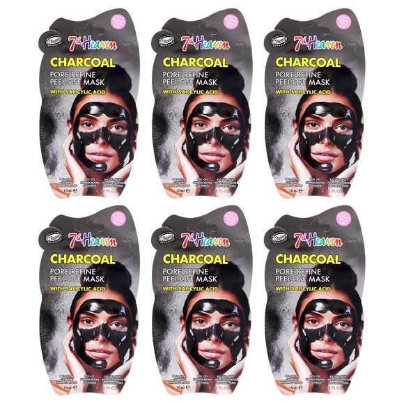 Mascarilla 7th Heaven Charcoal Peel Off para mujer, 6 x 10 ml