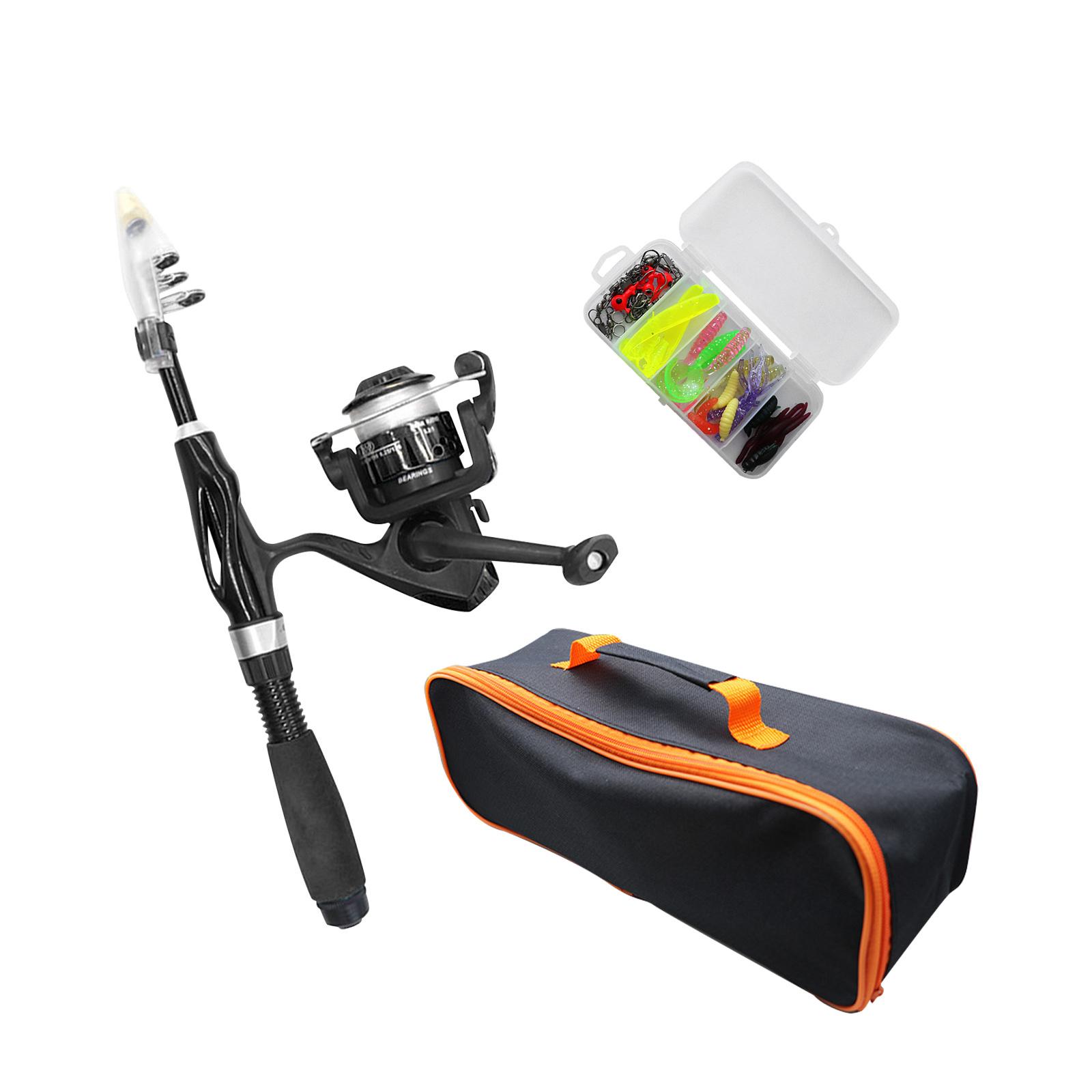 Ioensy - Kits De Iniciación Para Caña De Pescar Para Niños, Juego Completo De Caña De Pescar Para Niños Con Señuelos, Color Negro