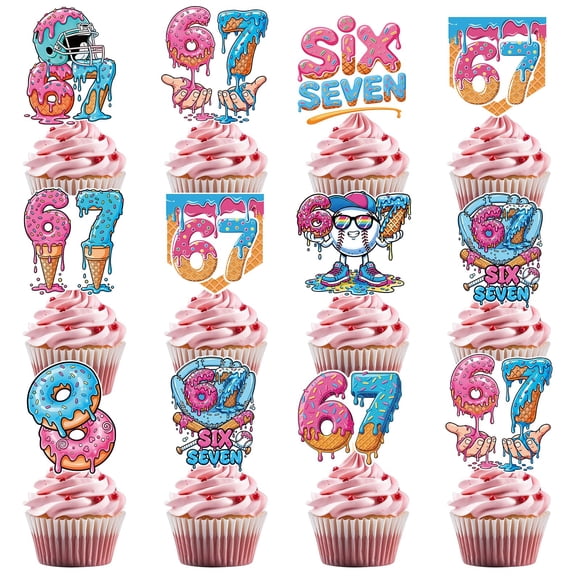 Set De 36 Topers Para Cupcakes De Cumpleaños 6 Y 7